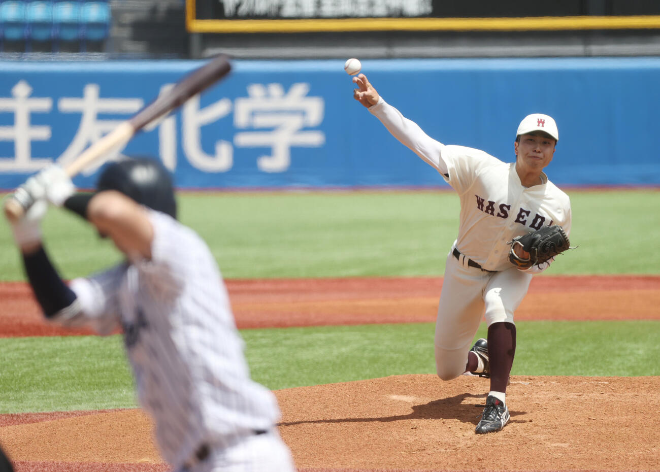 立大対早大　先発した早大・高橋煌稀