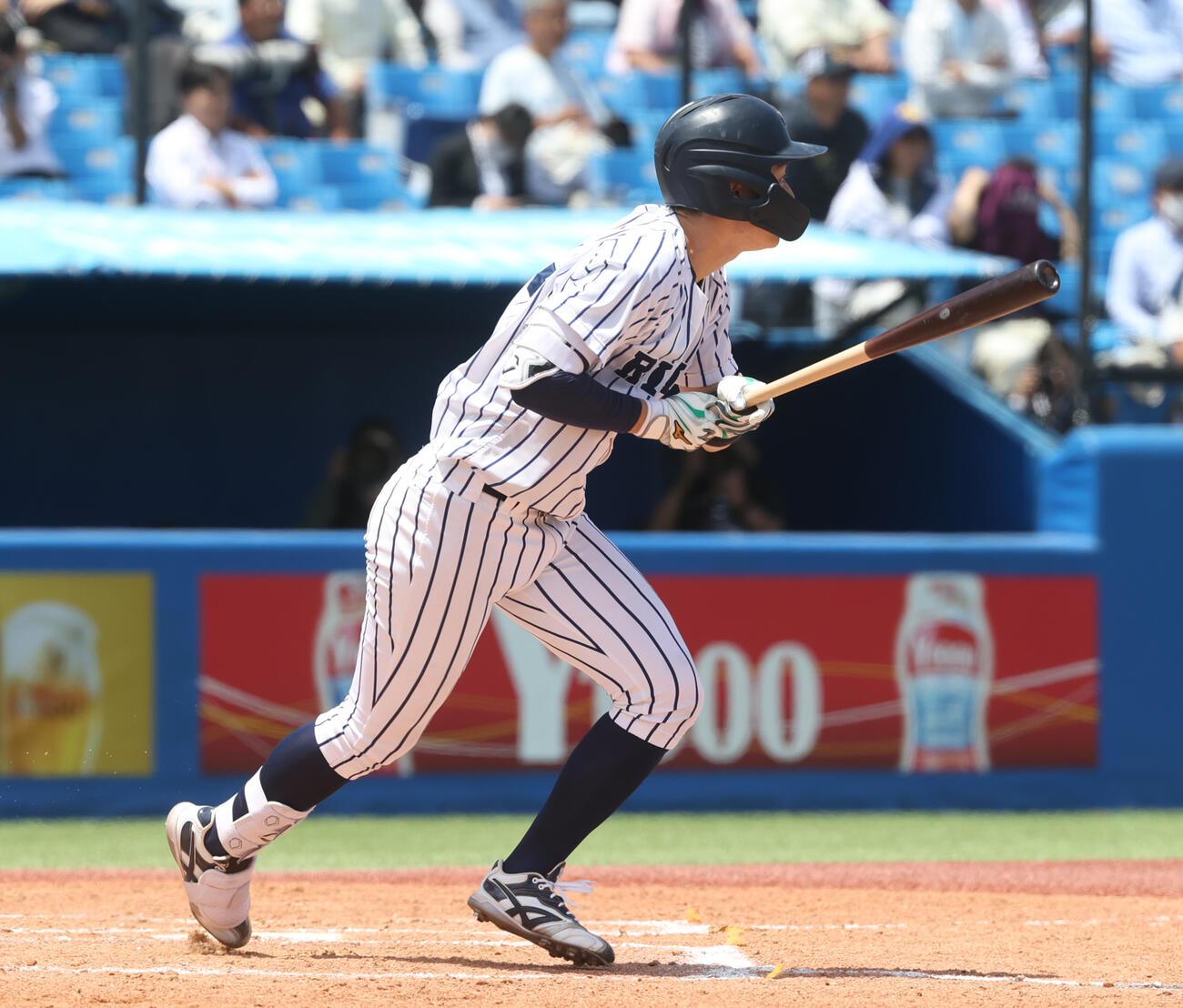 立大対早大　3回表立大2死二塁、長島颯は適時打を放つ
