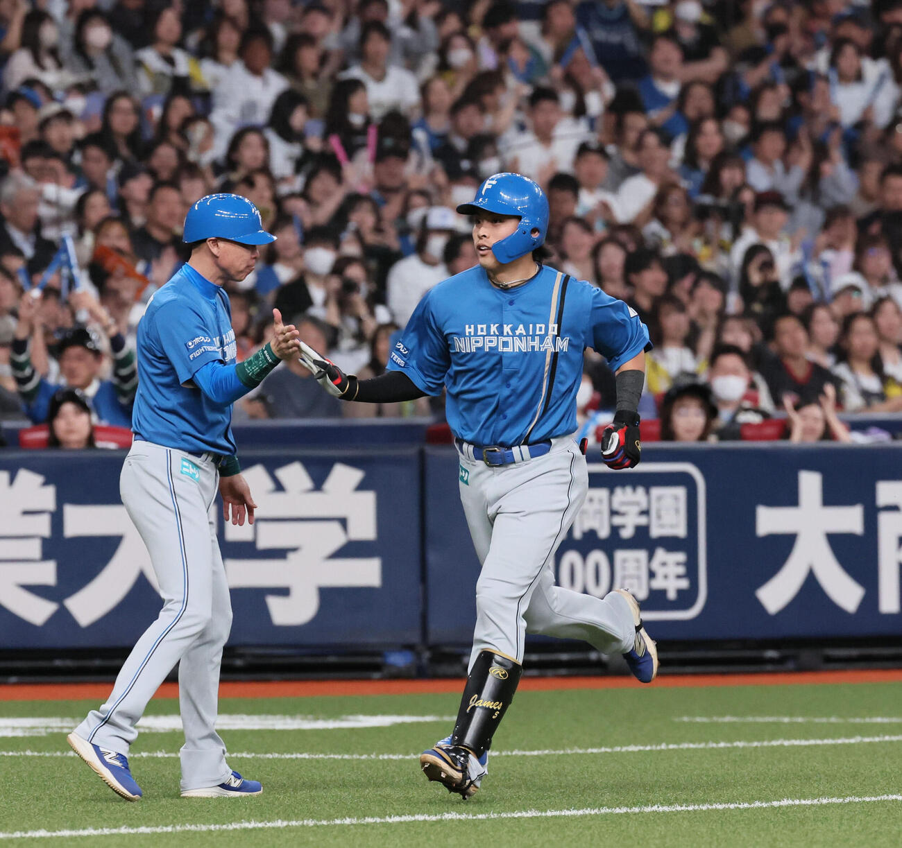 オリックス対日本ハム　5回表日本ハム2死一塁、日本ハム野村佑希は2点本塁打を放つ（撮影・宮崎幸一）