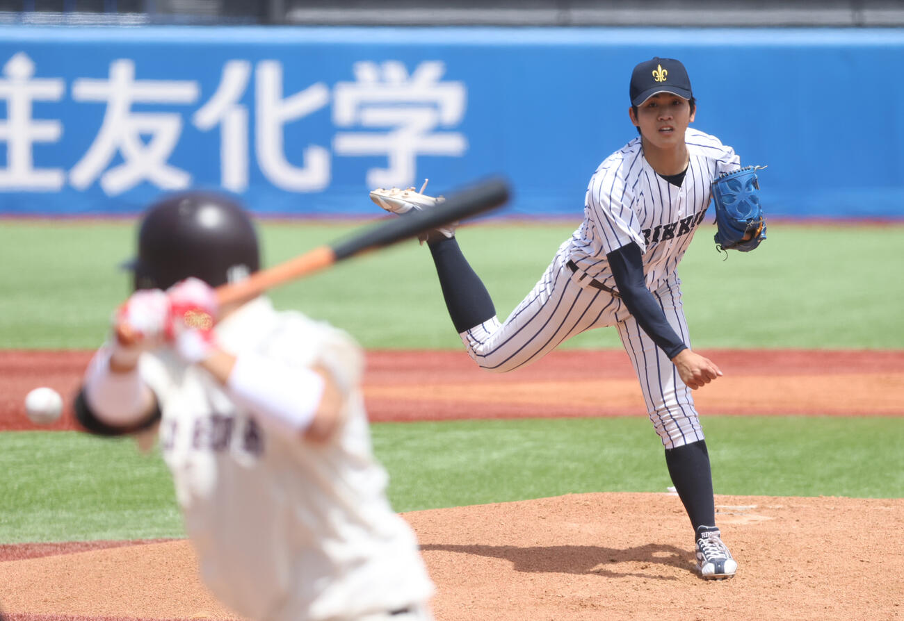 立大対早大　先発した立大・道本想