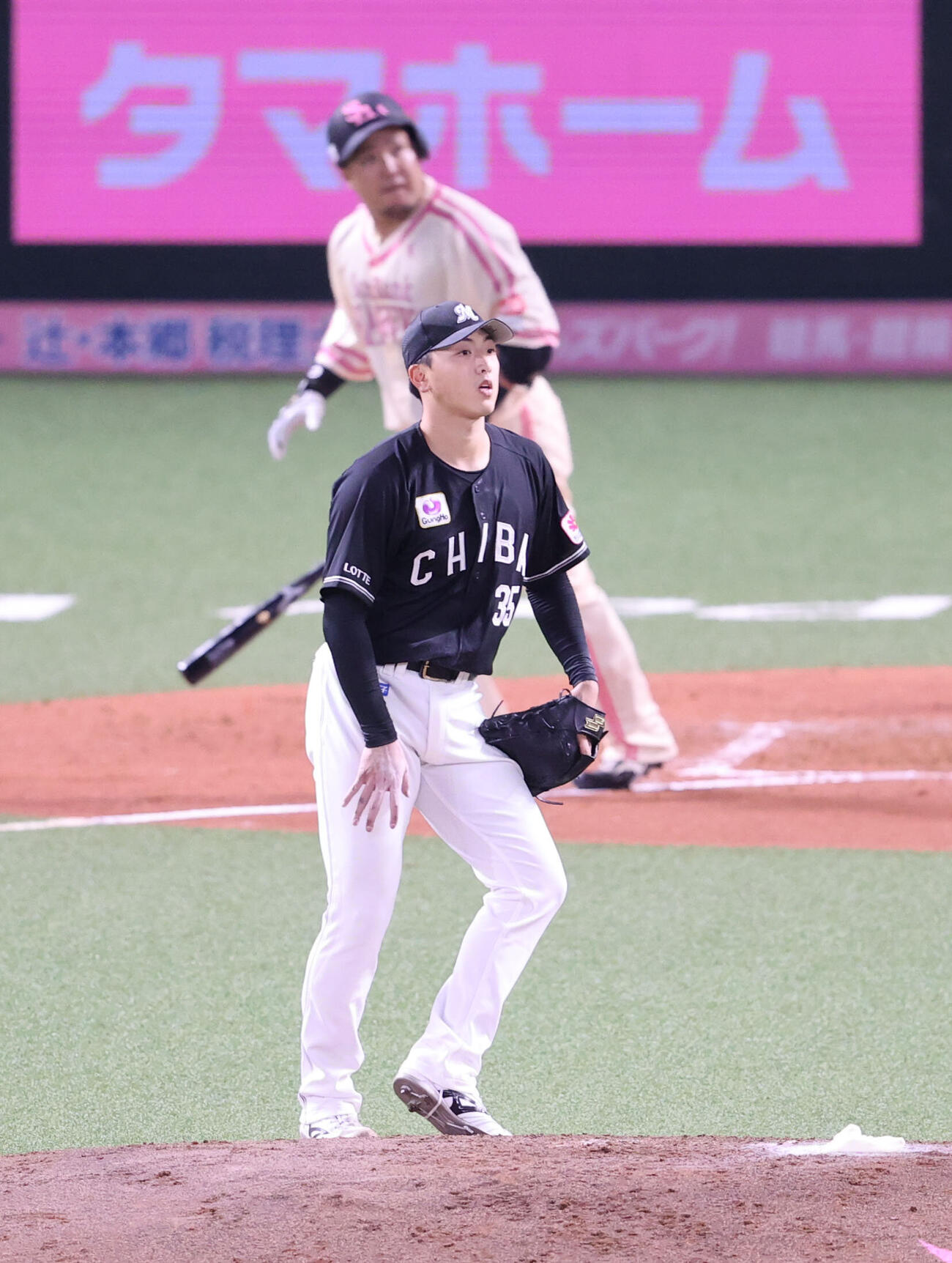 ソフトバンク対ロッテ　2回裏ソフトバンク無死、山川穂高に右越え同点本塁打を浴びた田中晴也（撮影・梅根麻紀）＝2026年5月9日