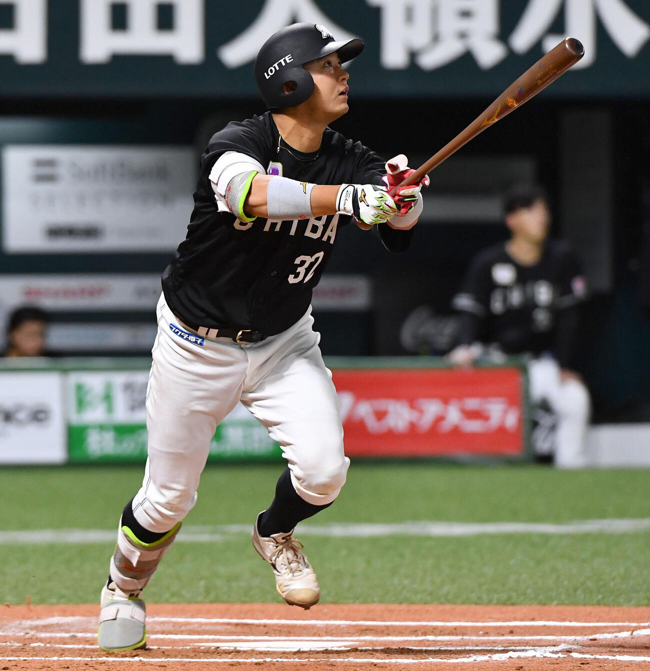 ソフトバンク対ロッテ　7回表ロッテ無死、佐藤都志也は右越え本塁打を放つ（撮影・岩下翔太）