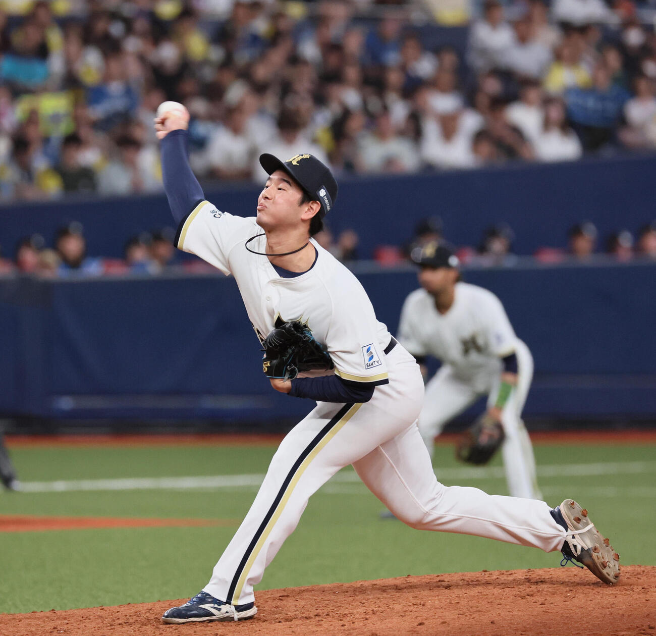 オリックス対日本ハム　オリックス2番手の入山海斗（撮影・宮崎幸一）