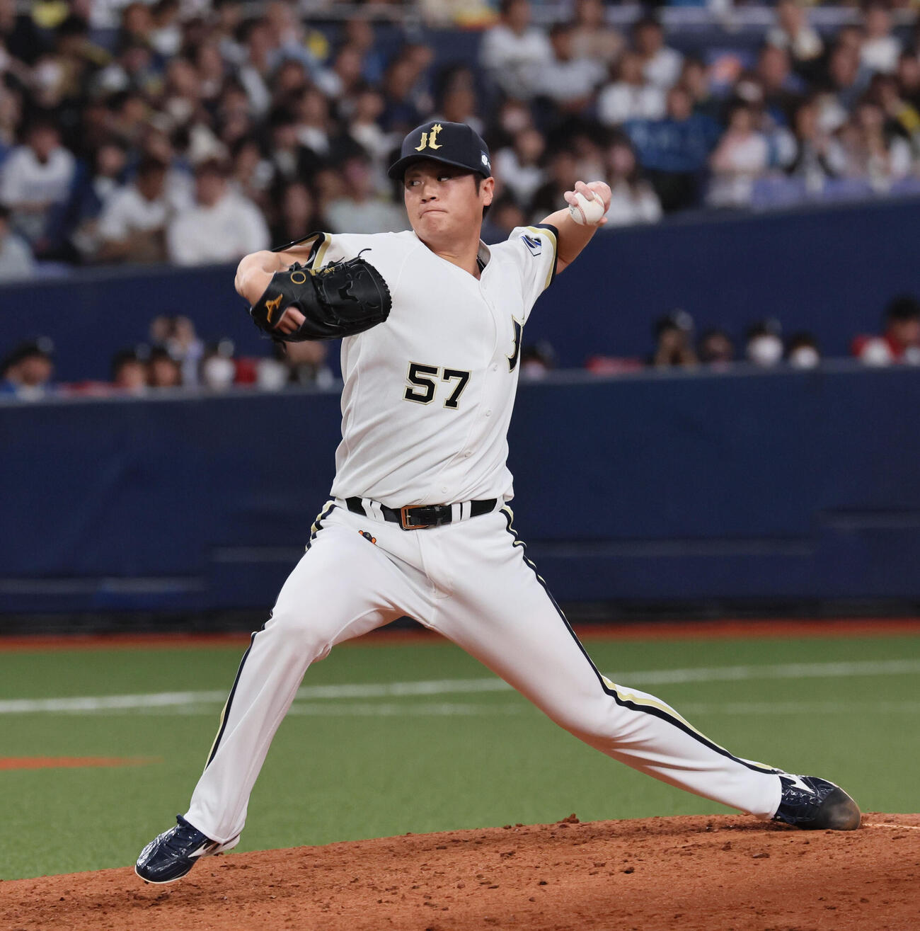 オリックス対日本ハム　オリックス5番手の片山楽生（撮影・宮崎幸一）