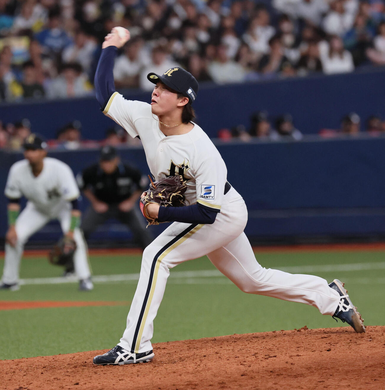 オリックス対日本ハム　オリックス5番手の片山楽生（撮影・宮崎幸一）