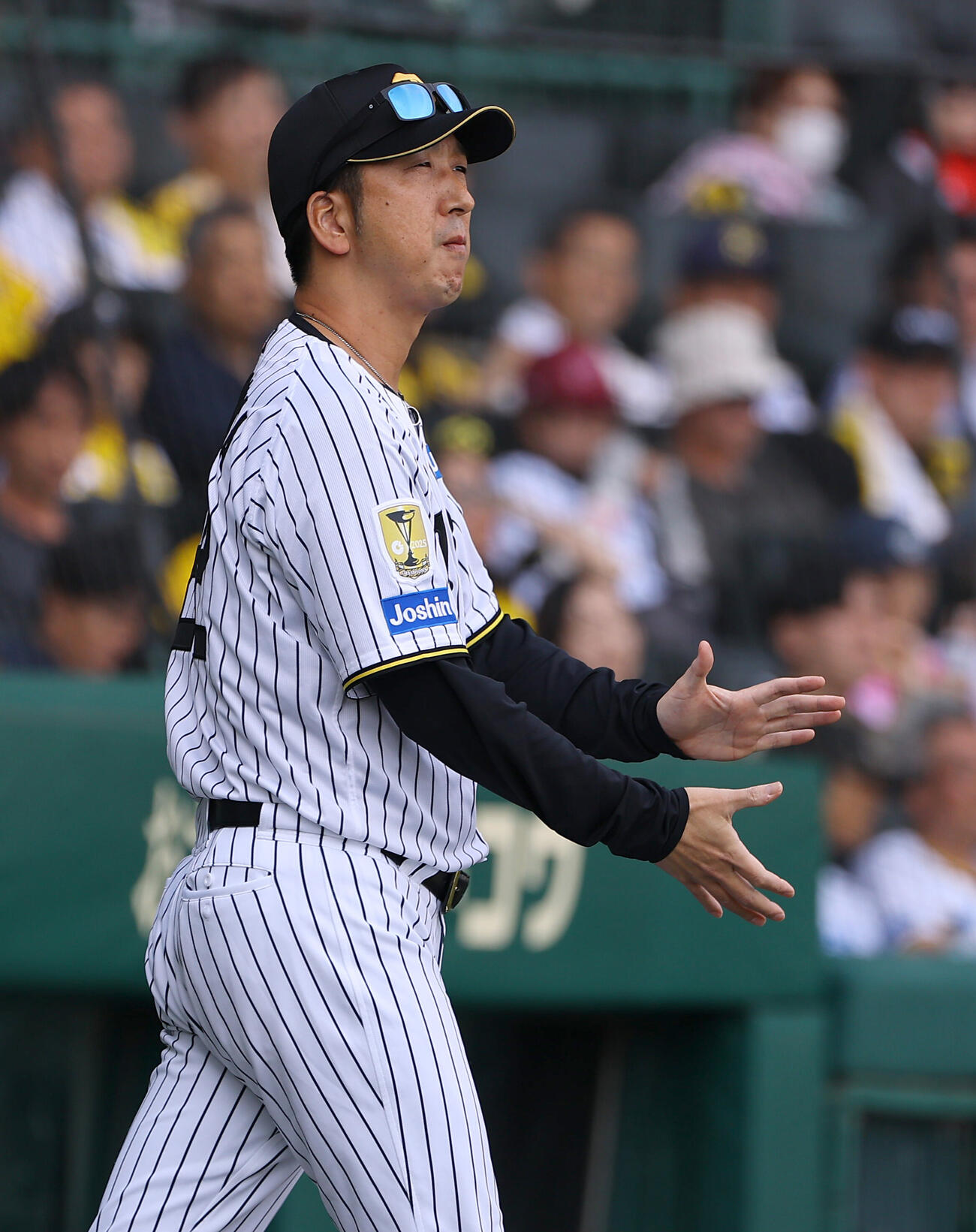 阪神対DeNA　選手交代を告げる藤川球児監督（撮影・上田博志）