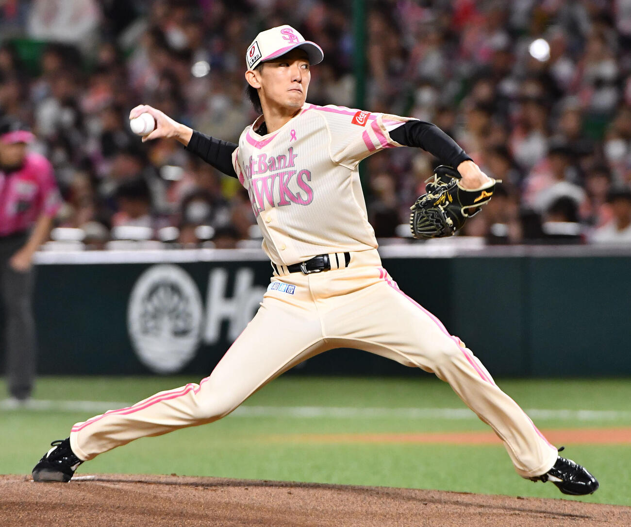 ソフトバンク対ロッテ　ソフトバンク先発の大津亮介（撮影・岩下翔太）