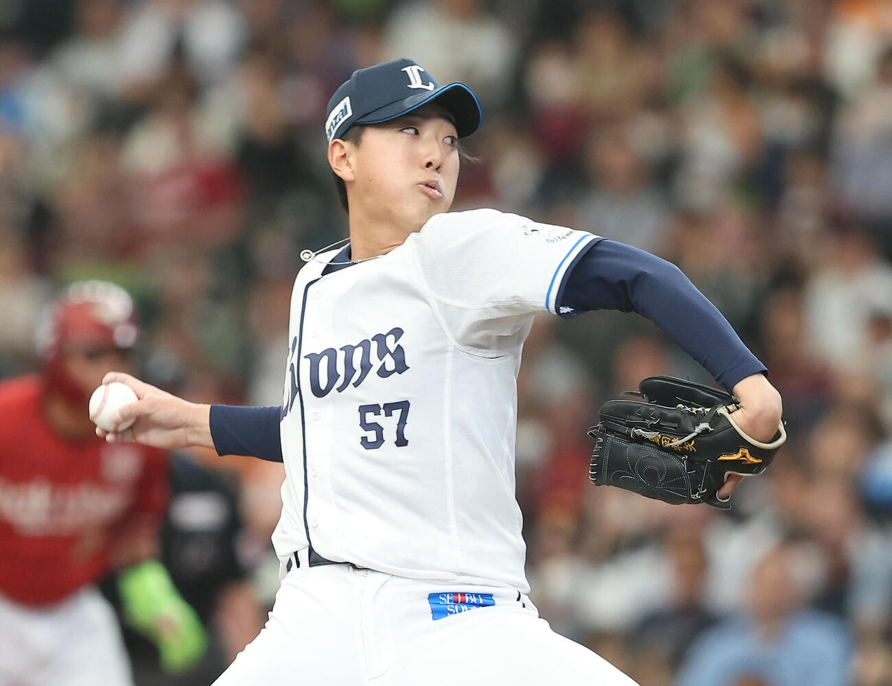 西武対楽天　6回表楽天無死一、二塁、力投する黒田将矢（撮影・河田真司）