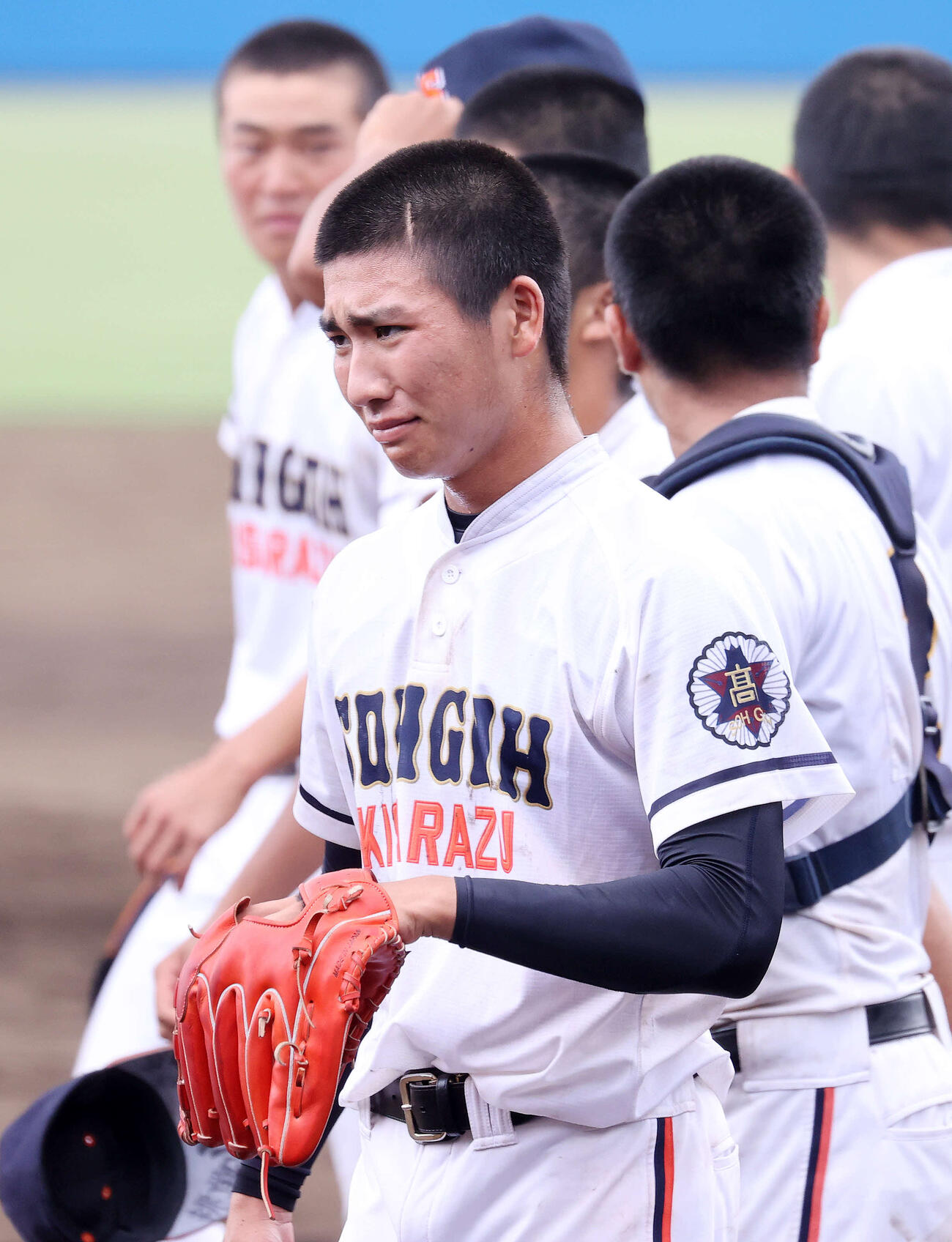 専大松戸対木更津総合　感極まり涙する木更津総合・篠木（2020年8月撮影）