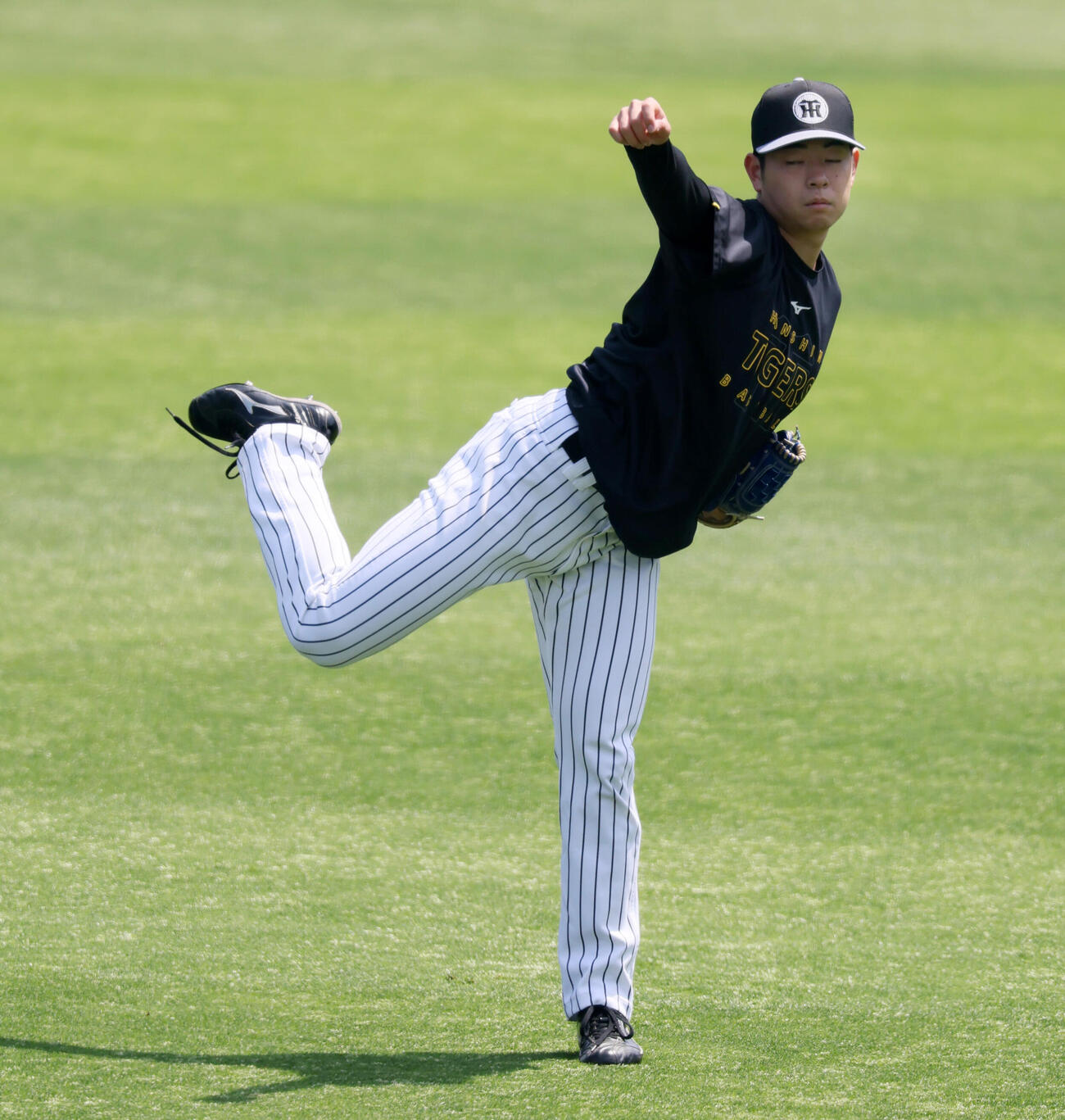 阪神対巨人　練習に参加しキャッチボールする阪神下村海翔（2026年5月撮影）
