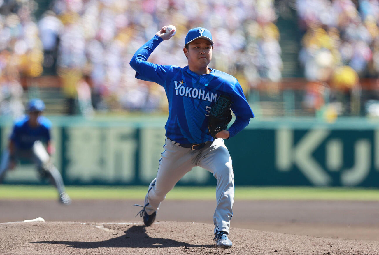 阪神対DeNA DeNA先発の石田裕太郎（撮影・上山淳一）