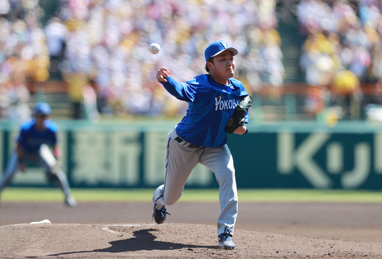 阪神対DeNA DeNA先発の石田裕太郎（撮影・上山淳一）