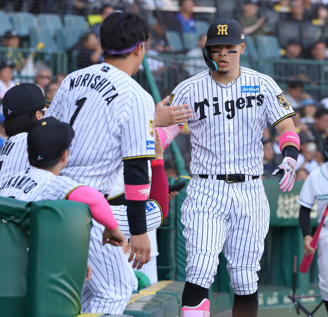 阪神対DeNA 6回裏阪神1死、佐藤輝明はソロ本塁打を放つ（撮影・上田博志）