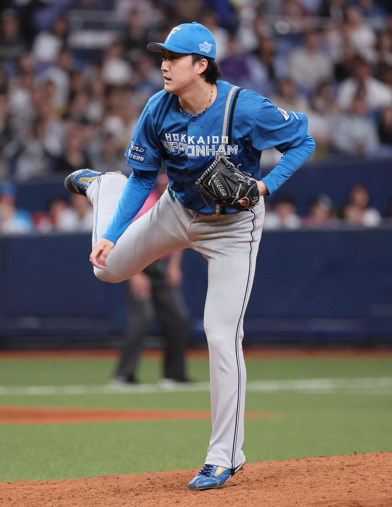 オリックス対日本ハム　最後を締めた日本ハム柳川大晟（撮影・宮崎幸一）