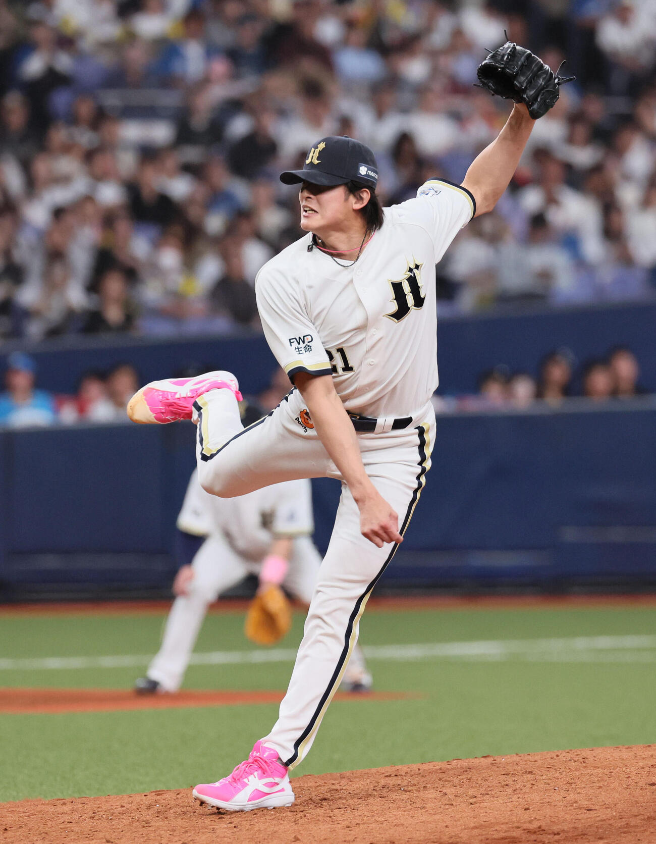 オリックス対日本ハム　オリックス2番手の山崎颯一郎（撮影・宮崎幸一）