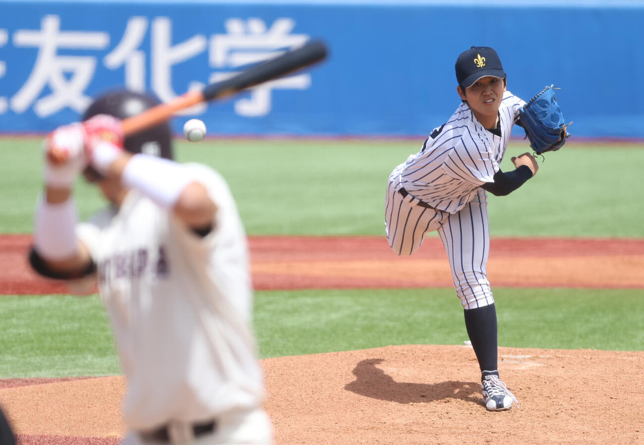 立大対早大　先発した立大・道本想