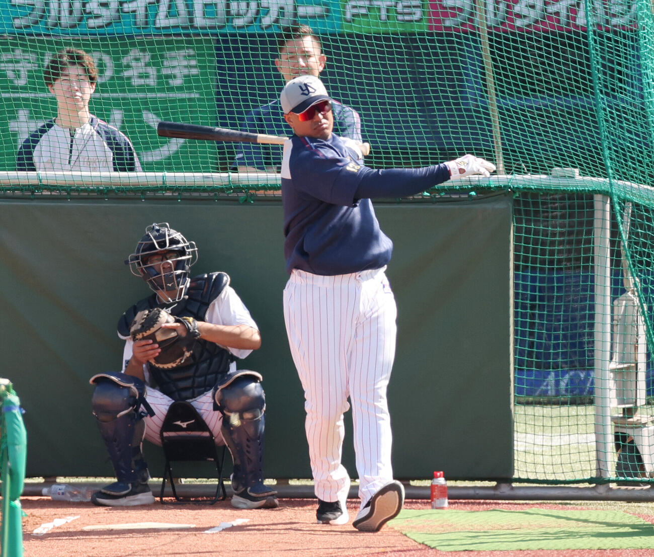 ヤクルト対阪神　試合前、打撃練習するヤクルトのホセ・オスナ（撮影・宮地輝）