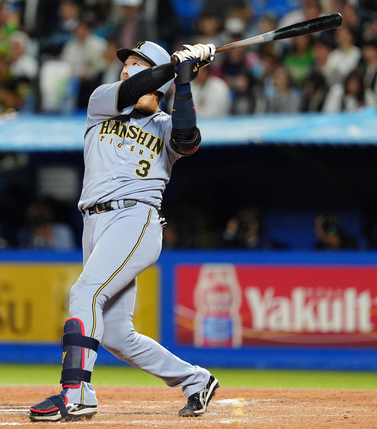 ヤクルト対阪神　8回表阪神2死、左越えソロ本塁打を放つ大山悠輔（撮影・清水貴仁）