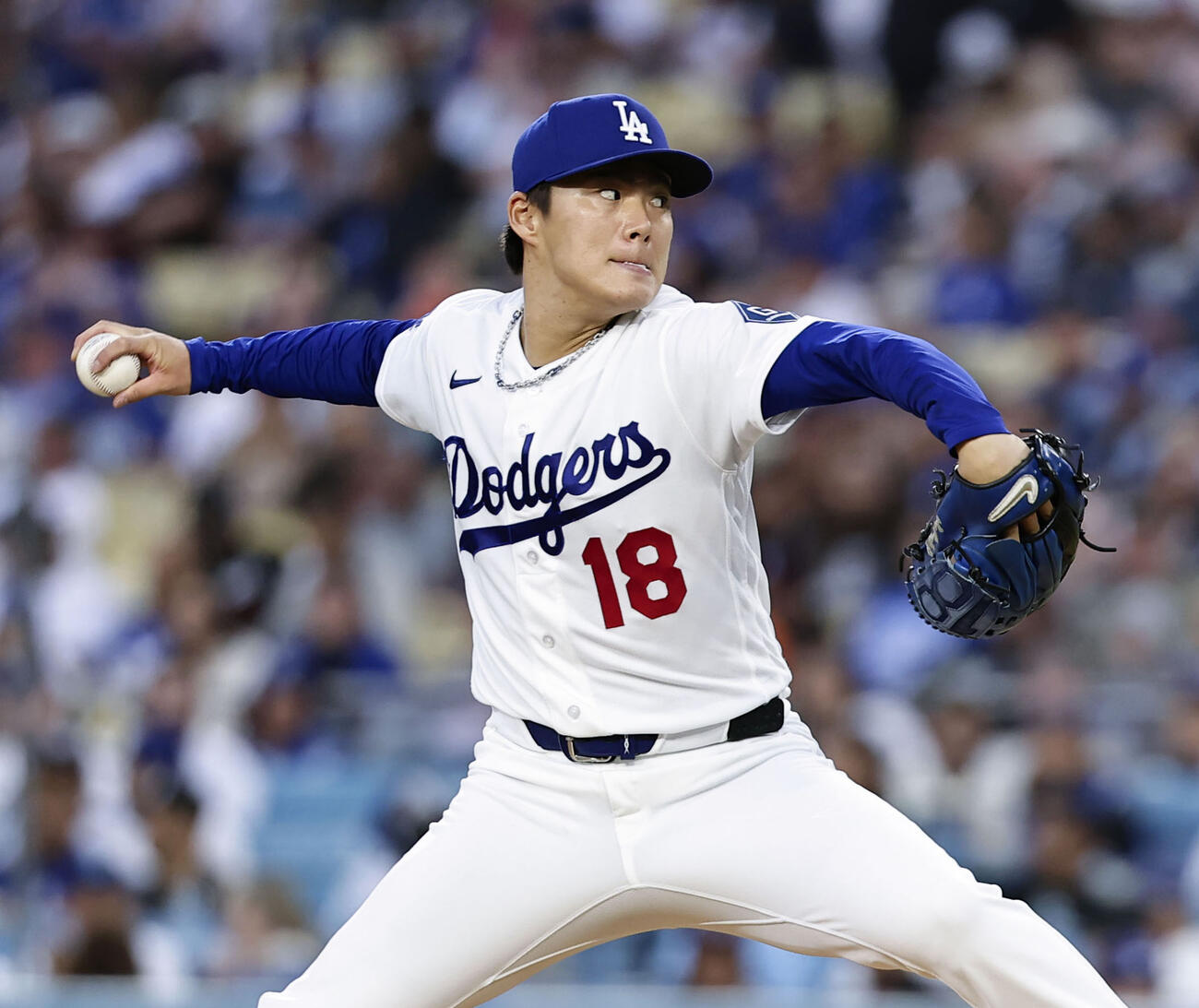 ジャイアンツ戦で3敗目を喫したドジャース山本（共同）