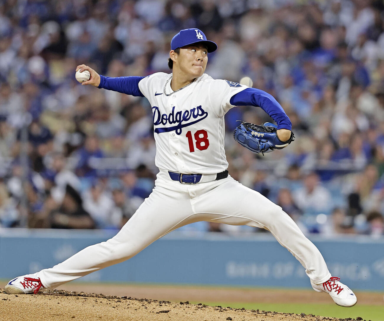 ジャイアンツ戦に先発したドジャース山本（共同）