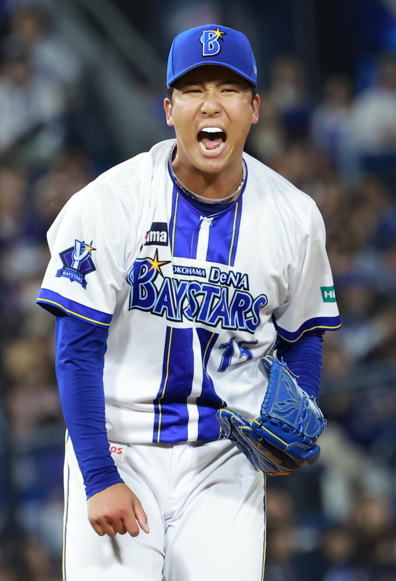 DeNA対中日　5回表中日1死、ジェイソン・ボスラーから三振を奪い吠える島田舜也（撮影・水谷安孝）