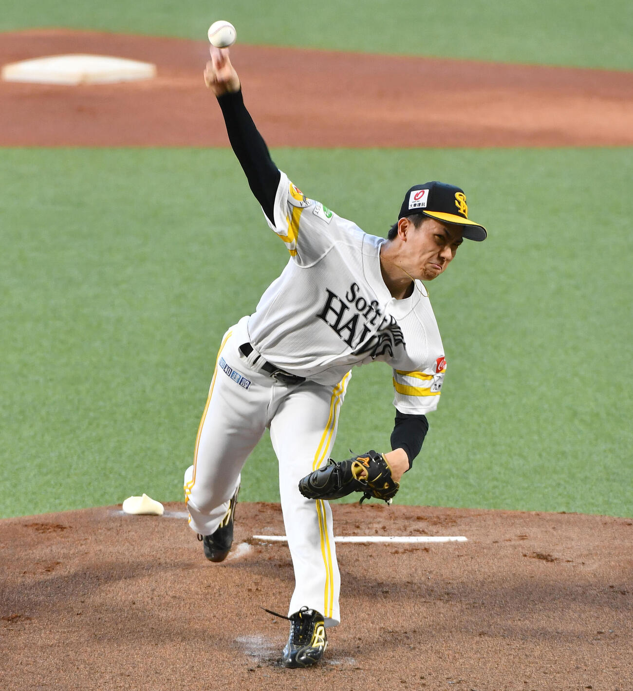 ソフトバンク対西武　ソフトバンク先発の藤原大翔（撮影・岩下翔太）