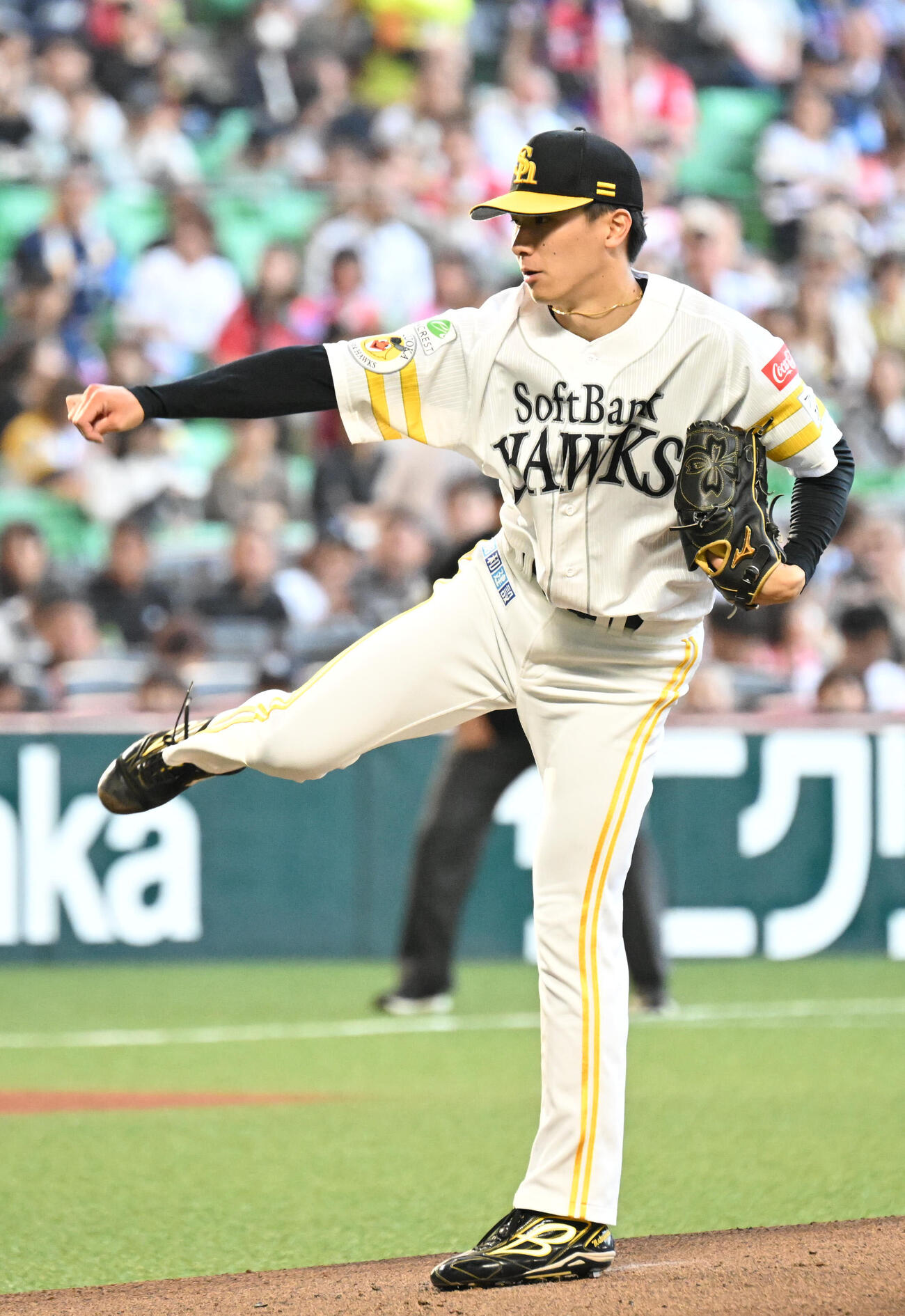 ソフトバンク対西武　ソフトバンク先発の藤原大翔（撮影・林敢治）