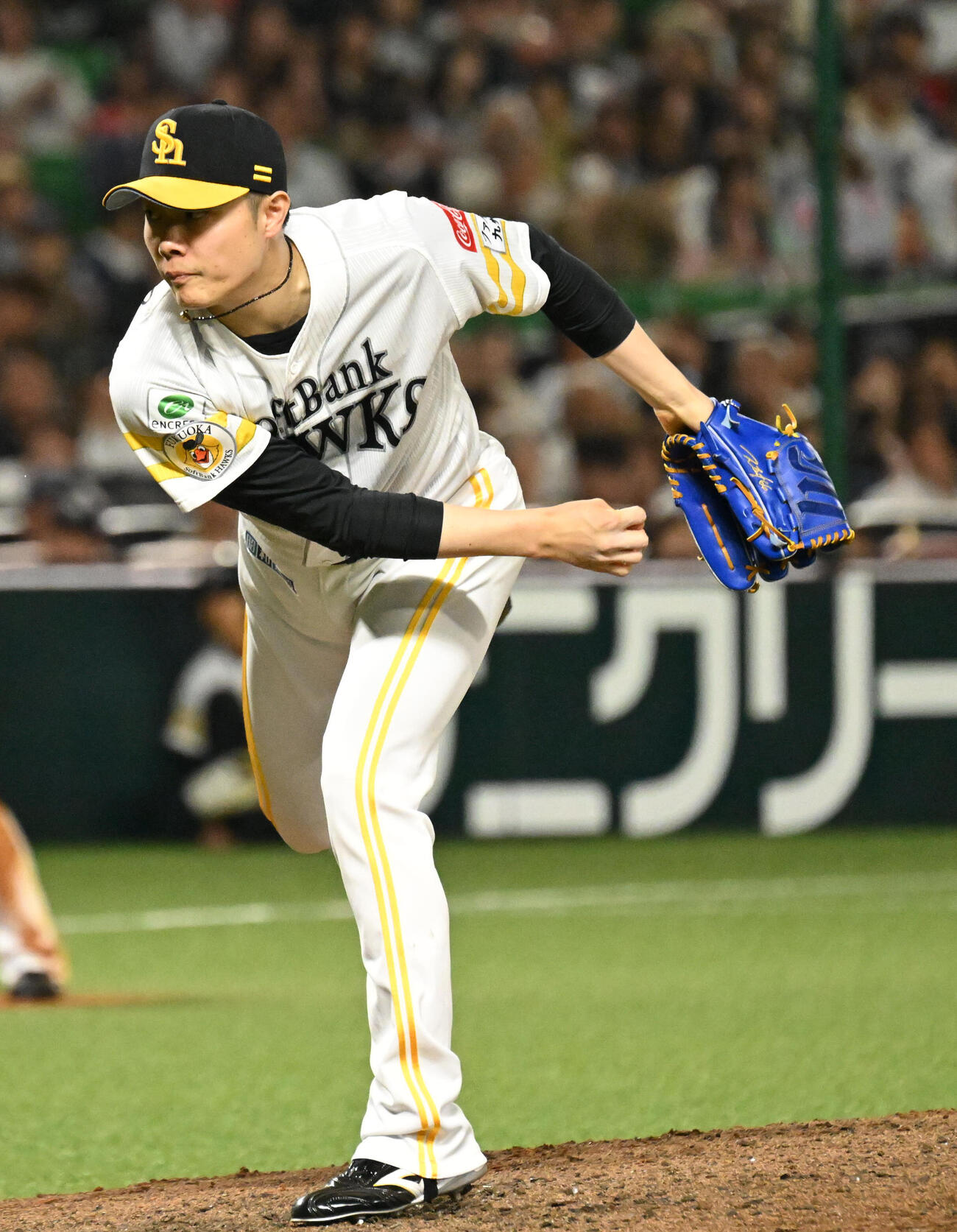 ソフトバンク対西武　ソフトバンク5番手投手の松本裕樹（撮影・林敢治）