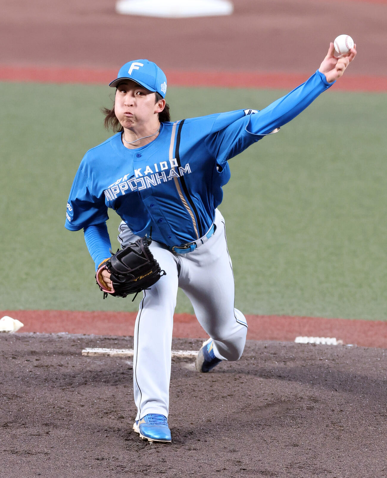 ロッテ対日本ハム　力投する日本ハム先発の細野晴希（撮影・浅見桂子）