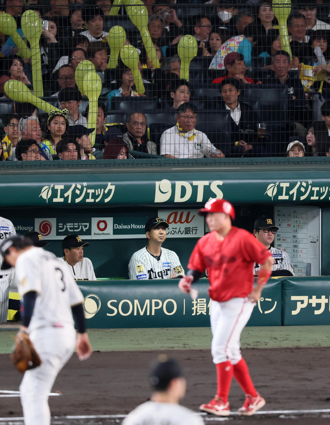阪神対広島　7回表、ベンチから試合展開を見守る阪神藤川球児監督（撮影・加藤哉）