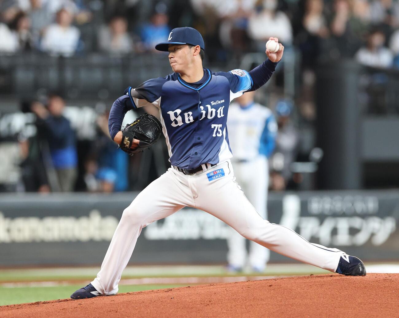 日本ハム対西武　西武先発の佐藤爽（撮影・黒川智章）