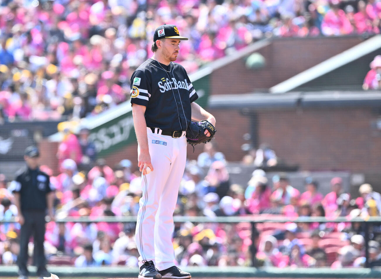 楽天対ソフトバンク　試合に臨むソフトバンク先発のカーター・スチュワート（撮影・滝沢徹郎）