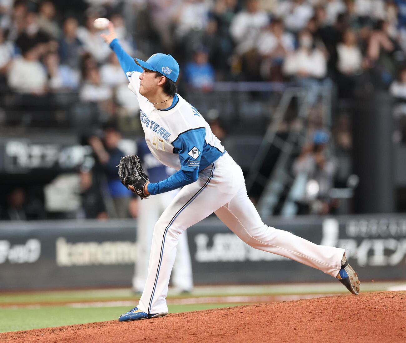日本ハム対西武　9回に登板の柳川大晟（撮影・黒川智章）