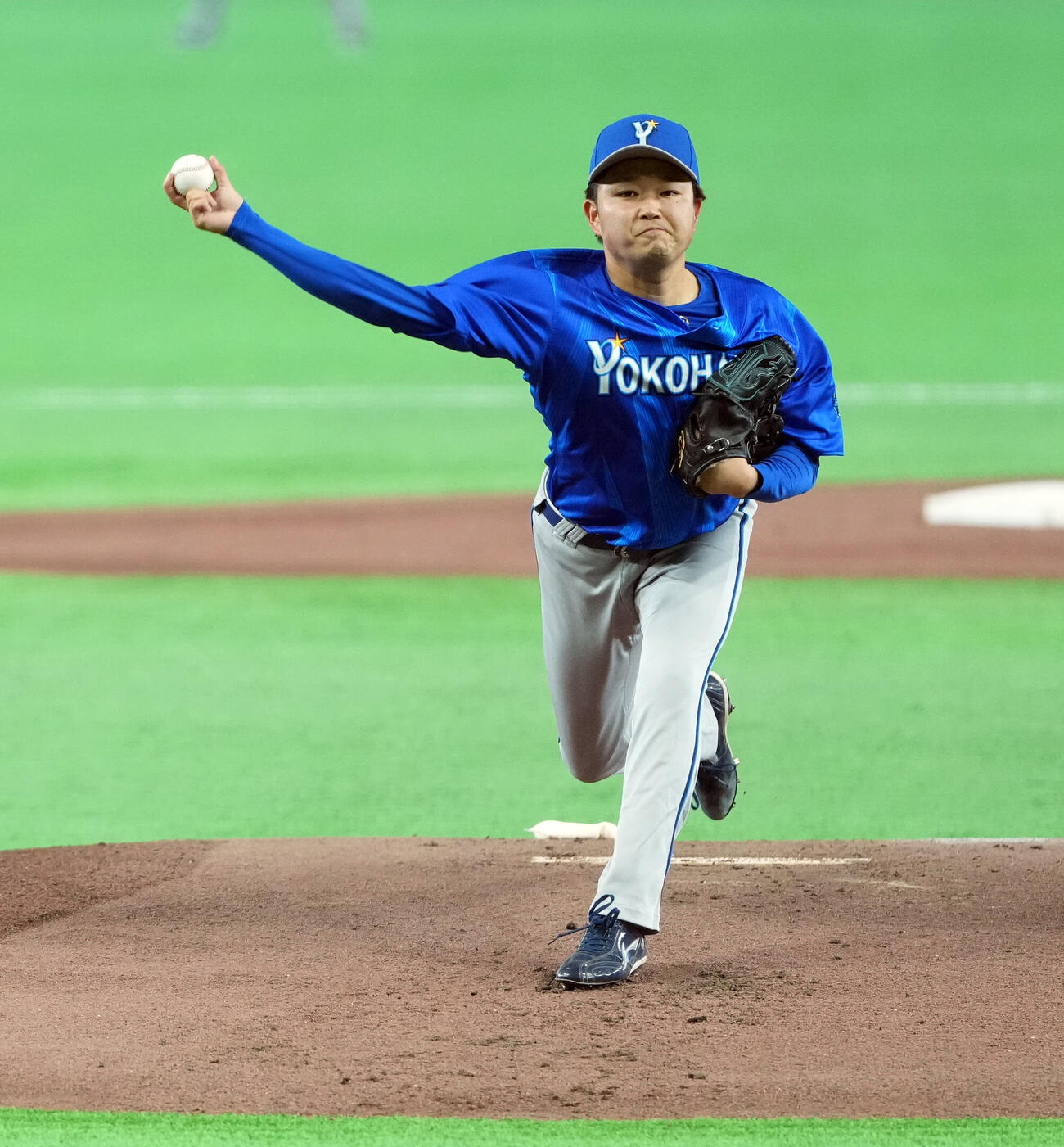 巨人対DeNA DeNAの先発石田裕太郎（撮影・たえ見朱実）