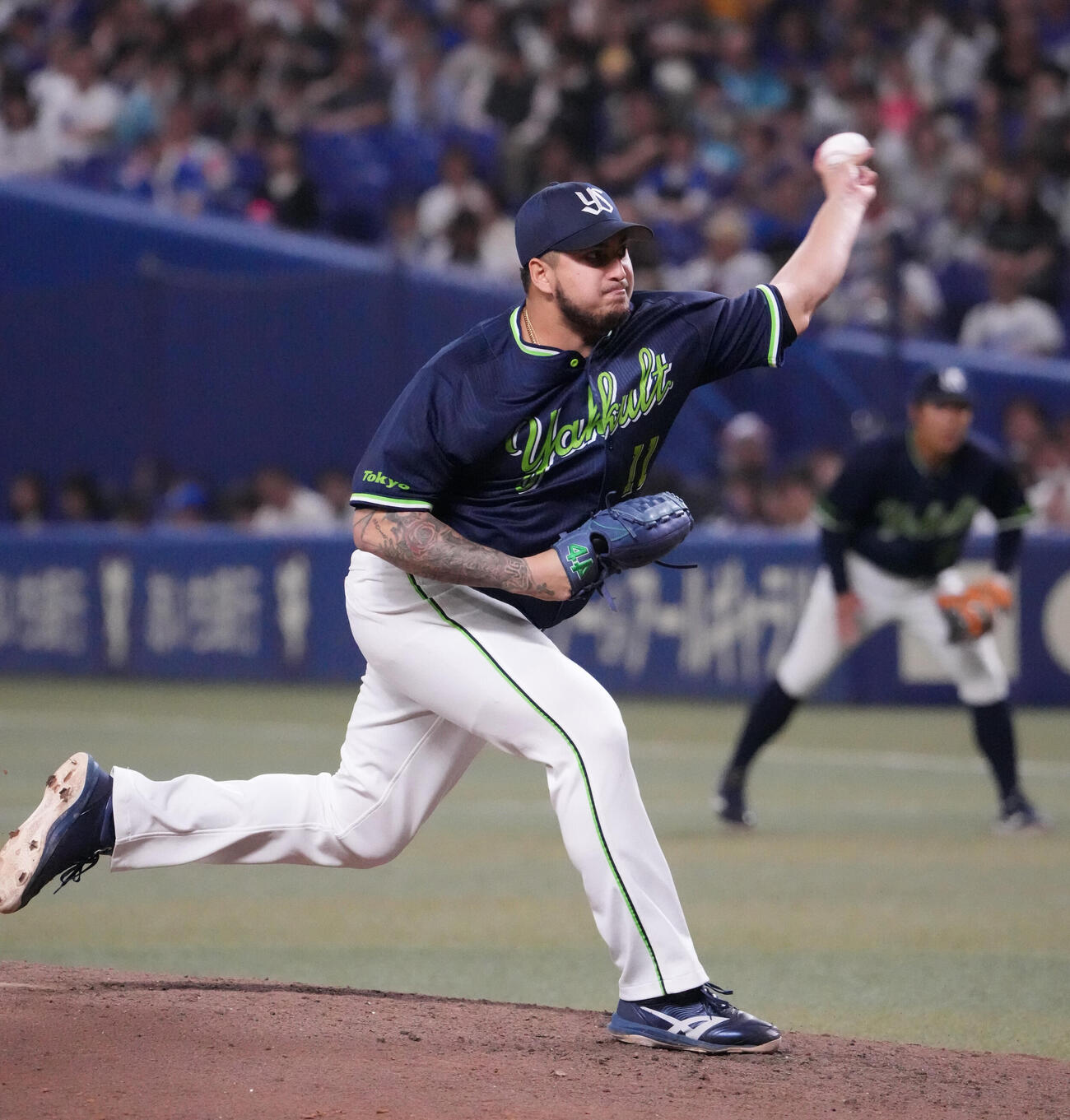 中日対ヤクルト　9回裏、ヤクルト3番手で登板するホセ・キハダ（撮影・森本幸一）