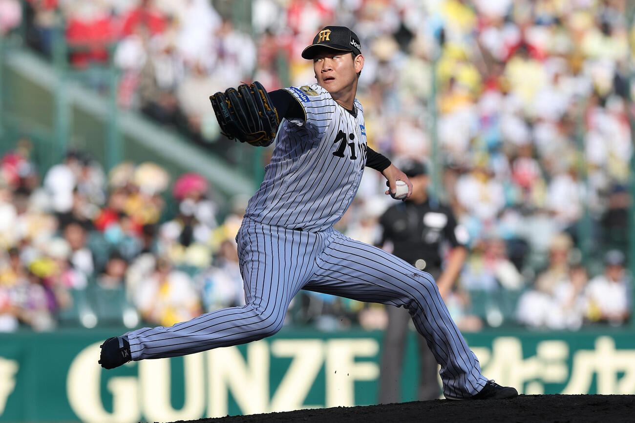阪神対広島　阪神2番手の及川雅貴（撮影・前田充）