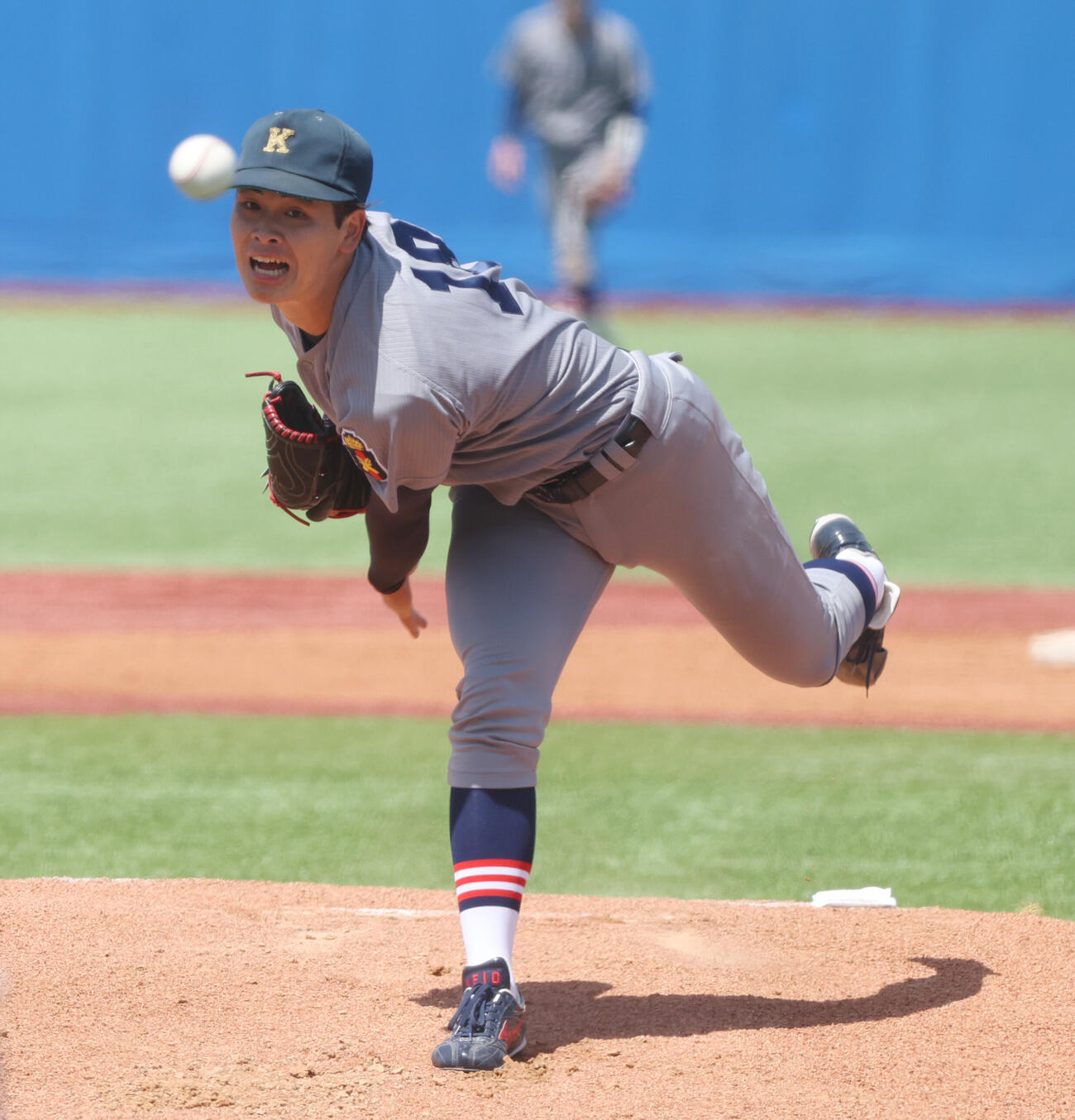 6大学野球　慶大対法大　先発した慶大・渡辺和大（撮影・柴田隆二）