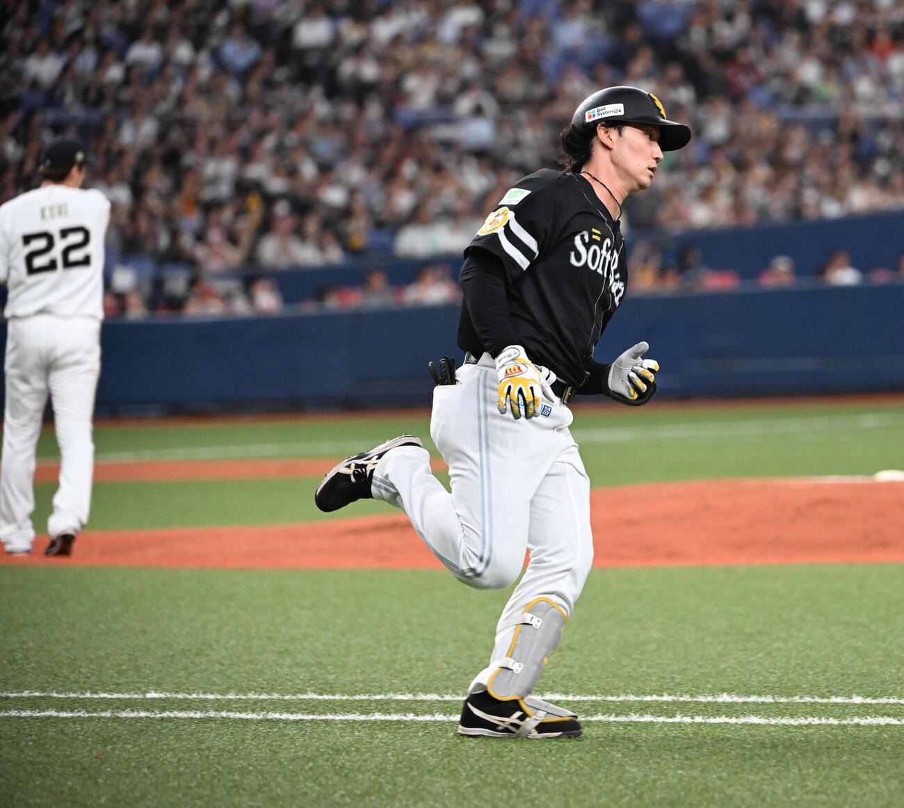 オリックス対ソフトバンク　3回表ソフトバンク1死三塁、左前適時打を放つ正木智也（撮影・和賀正仁）＝2026年5月19日