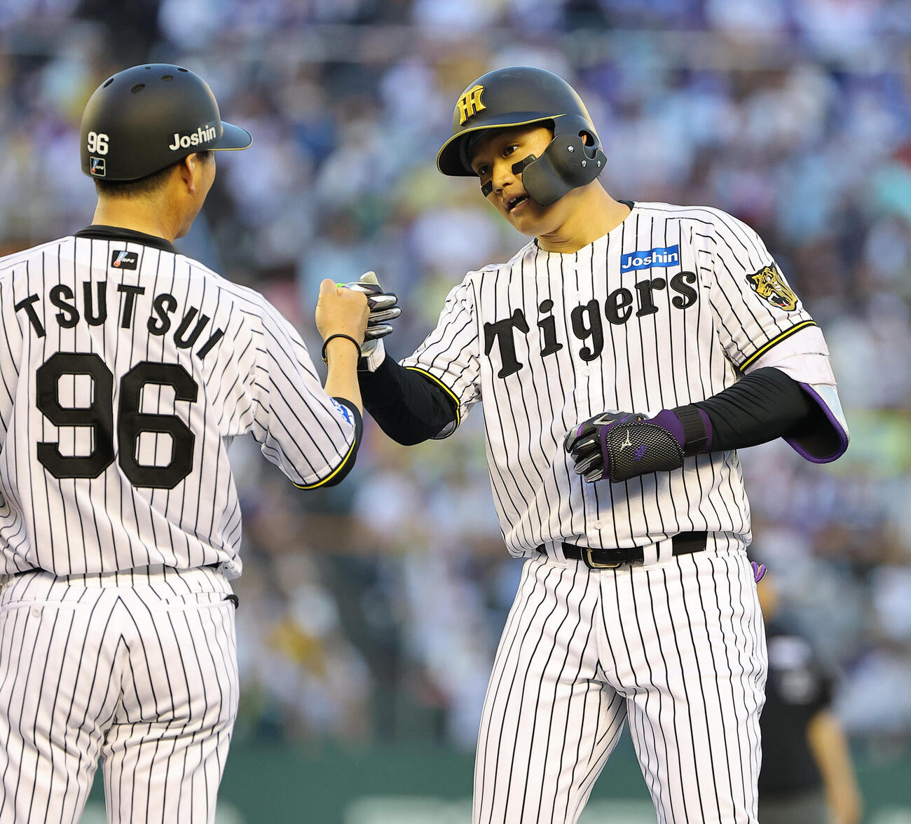 阪神対中日　3回裏阪神1死、森下翔太は安打を放つ（撮影・上田博志）