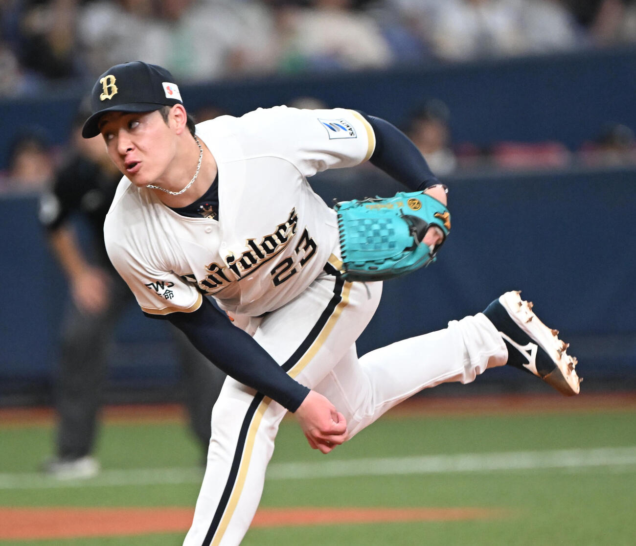 オリックス対ソフトバンク　7回に登板するオリックス吉田輝星（撮影・和賀正仁）＝2026年5月19日