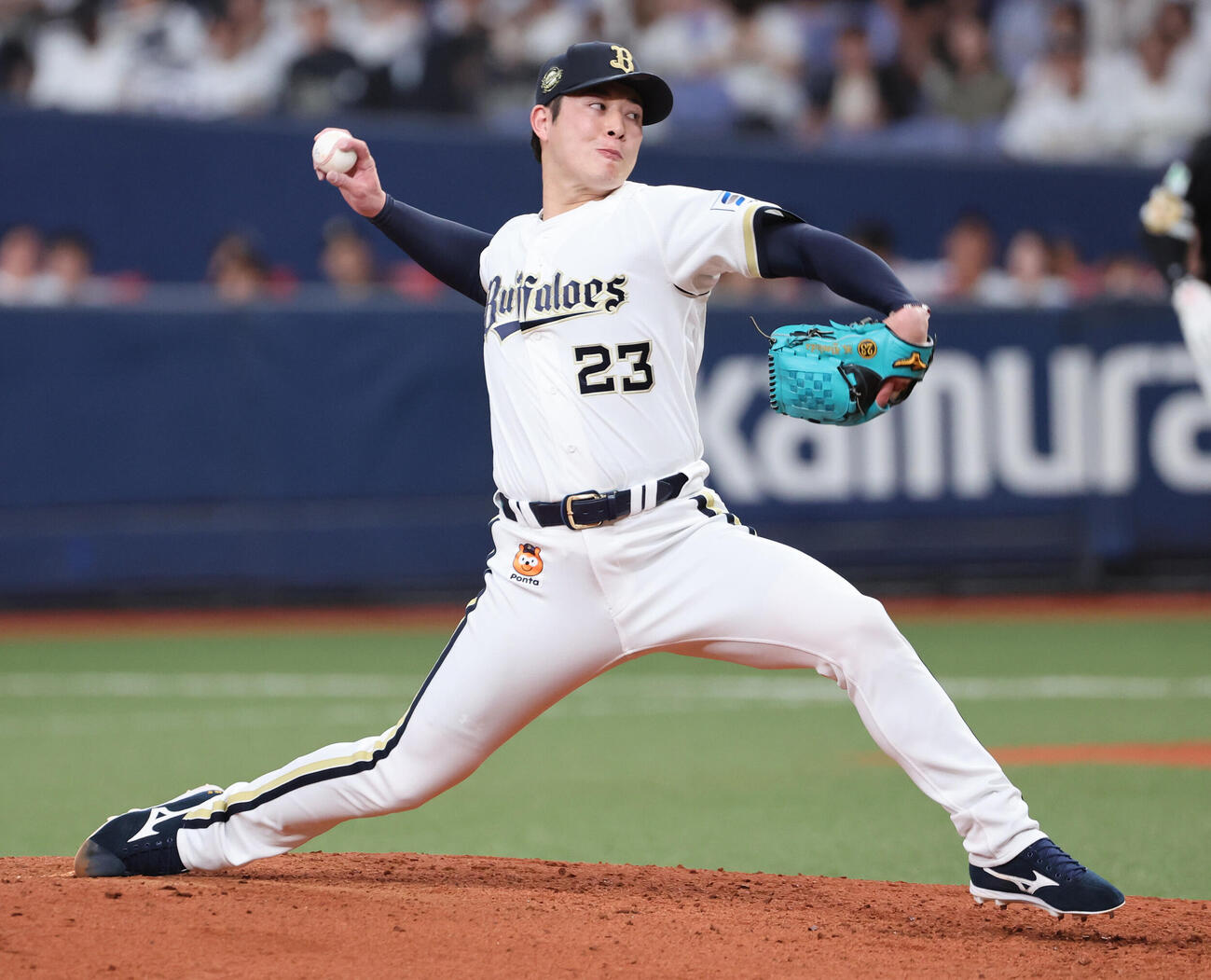 オリックス対ソフトバンク　7回から登板のオリックス3番手の吉田輝星（撮影・西尾就之）