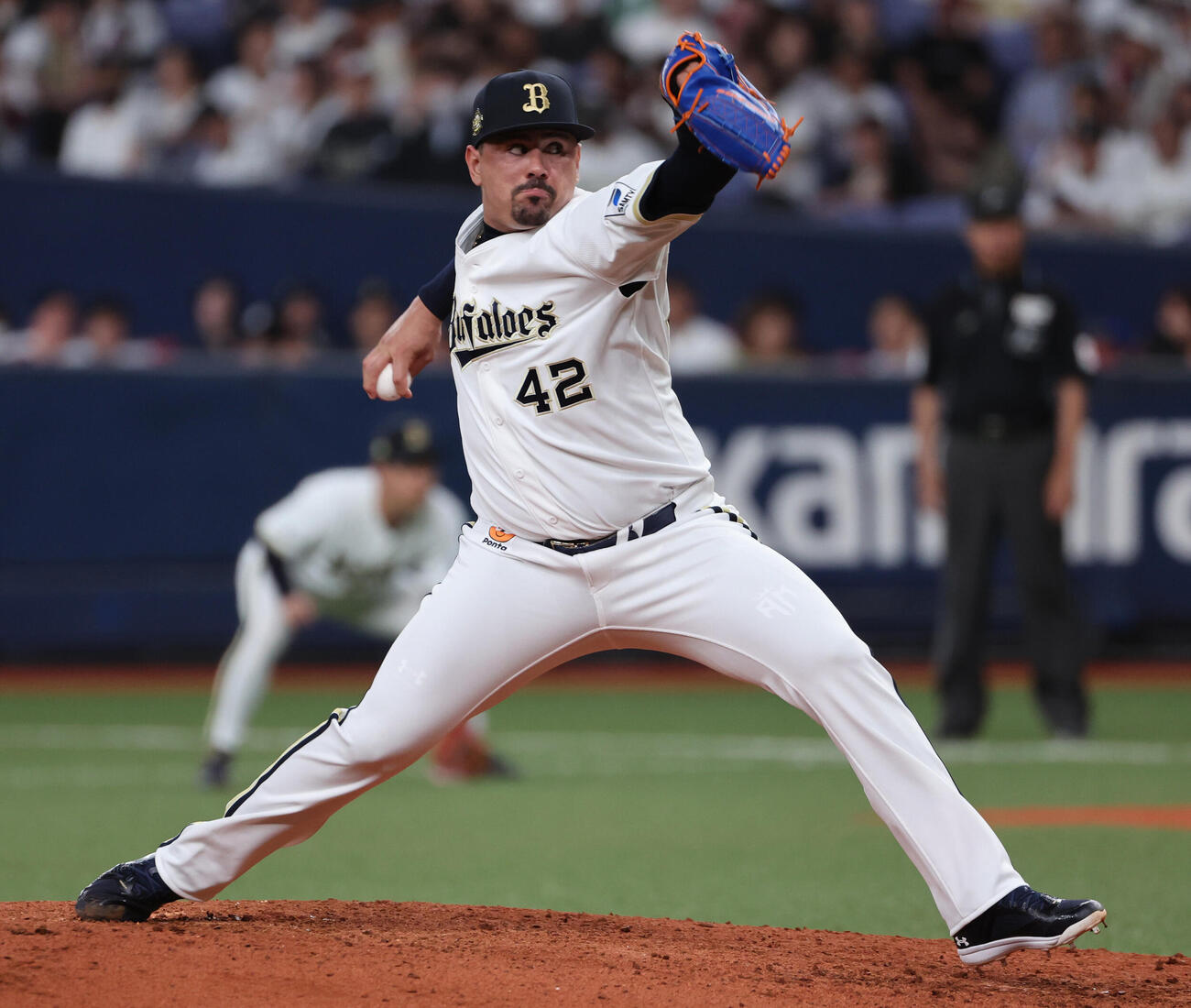 オリックス対ソフトバンク　9回に登板のオリックス5番手のアンドレス・マチャド（撮影・西尾就之）