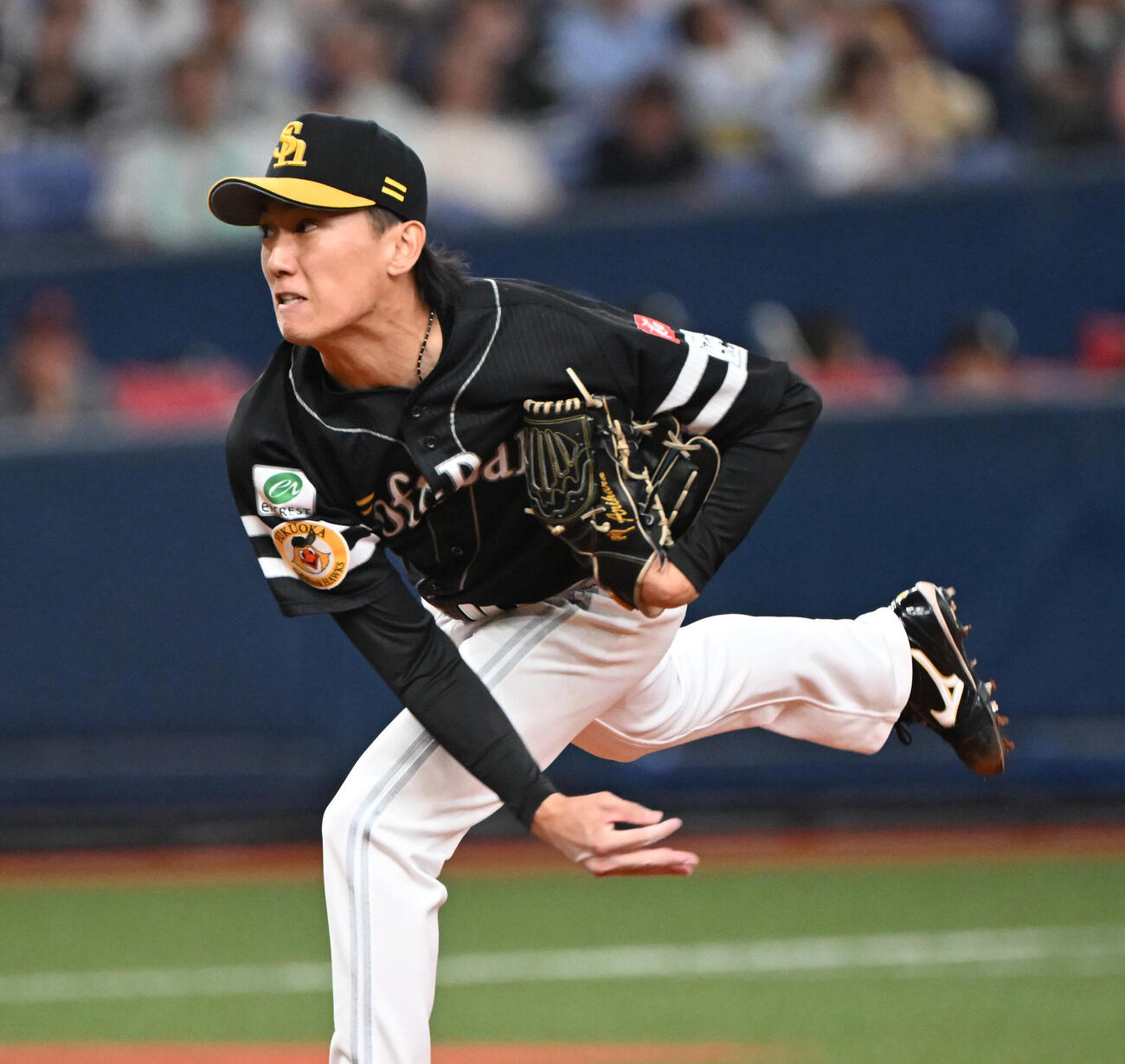 オリックス対ソフトバンク　力投するソフトバンク大津亮介（撮影・和賀正仁）＝2026年5月19日