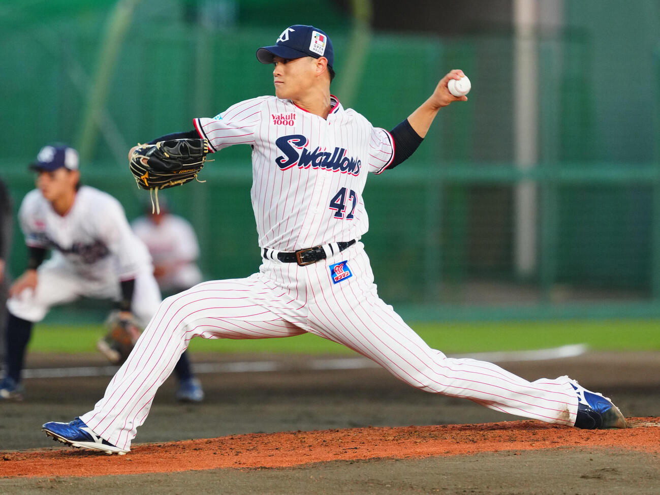 ヤクルト対巨人　力投するヤクルト先発の高橋奎二（撮影・垰建太）