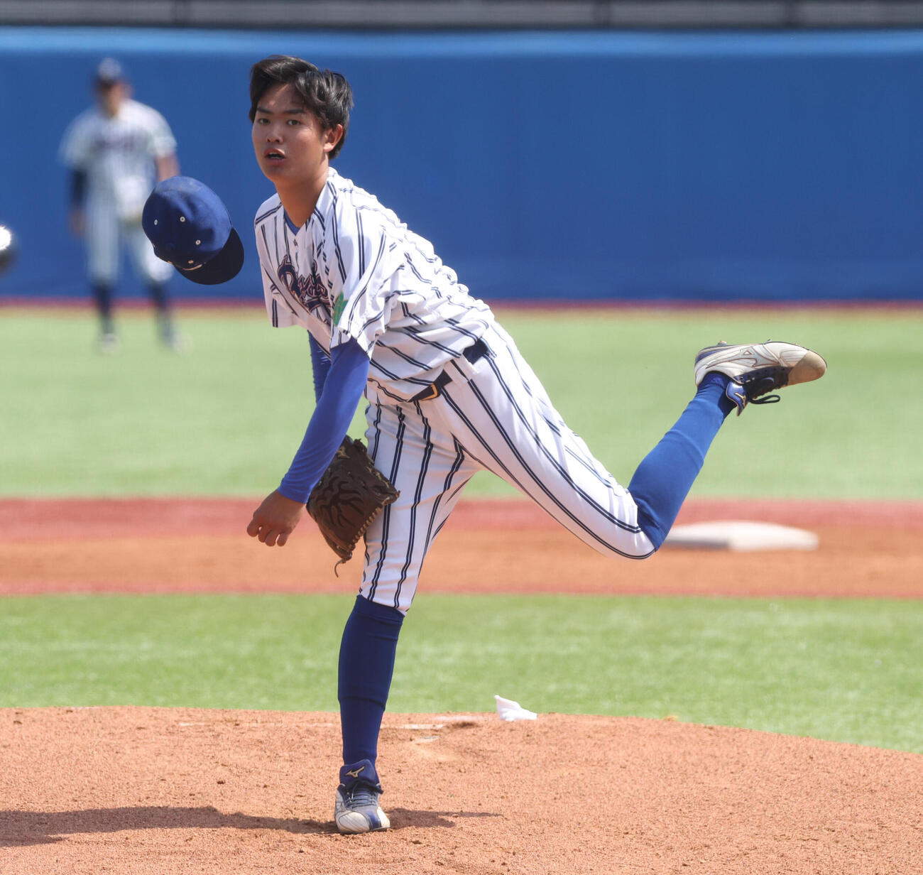 東都大学野球　立正大対亜大　先発した立正大・大村昂輝（撮影・柴田隆二）