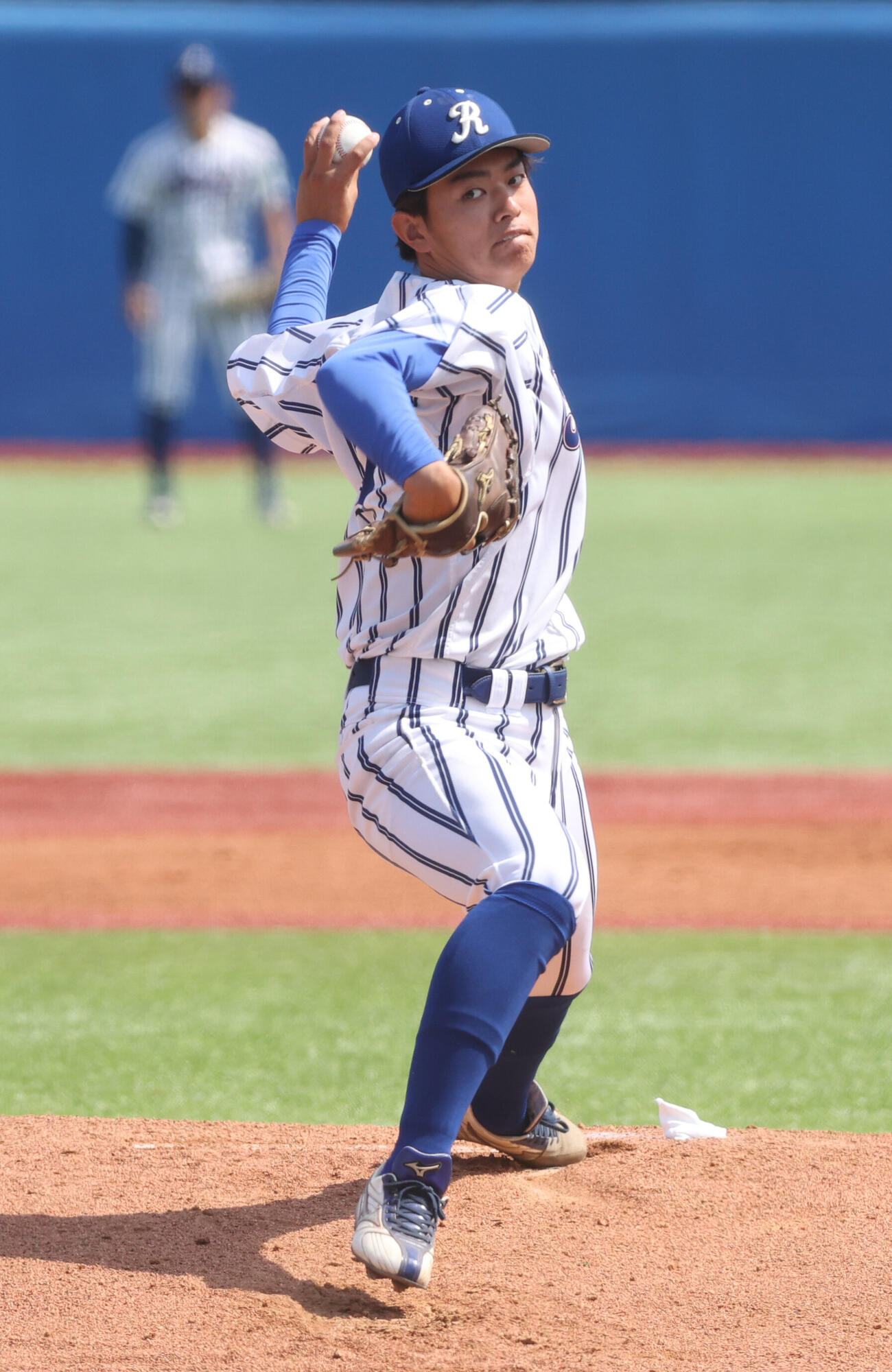 東都大学野球　立正大対亜大　先発した立正大・大村昂輝（撮影・柴田隆二）