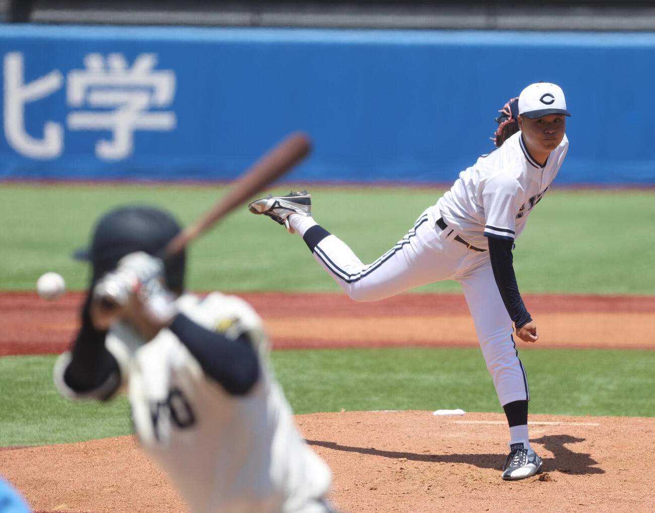 東都大学野球　中大対東洋大　先発した中大・子安秀弥（撮影・柴田隆二）