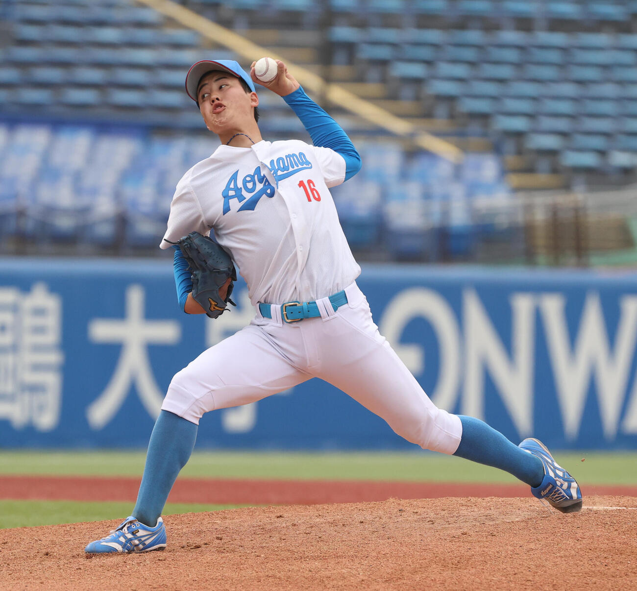 東都大学野球　国学院大対青学大　先発した青学大・田端竜也（撮影・柴田隆二）（＝2026年5月20日）