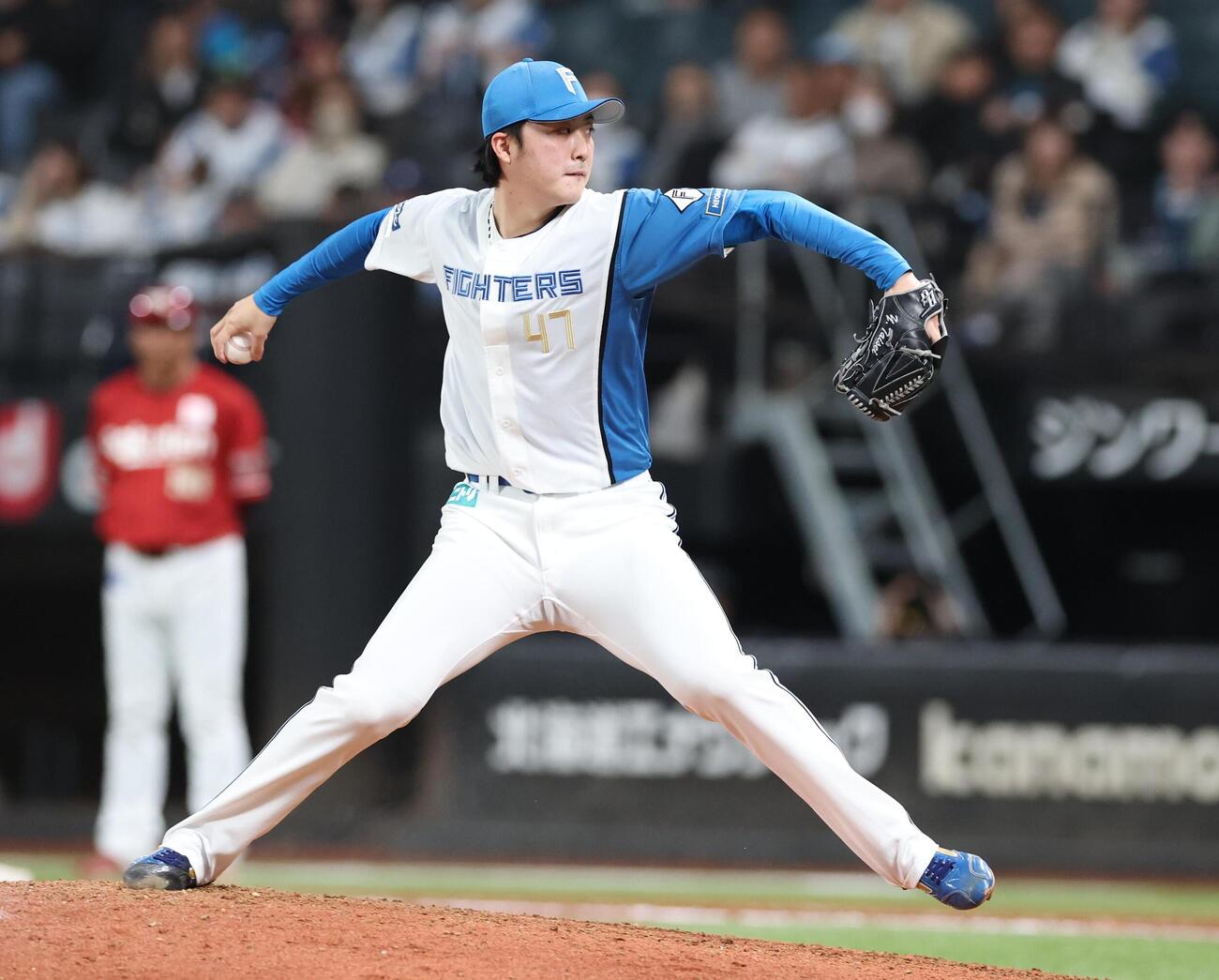 日本ハム対楽天　9回に登板の柳川大晟（撮影・黒川智章）