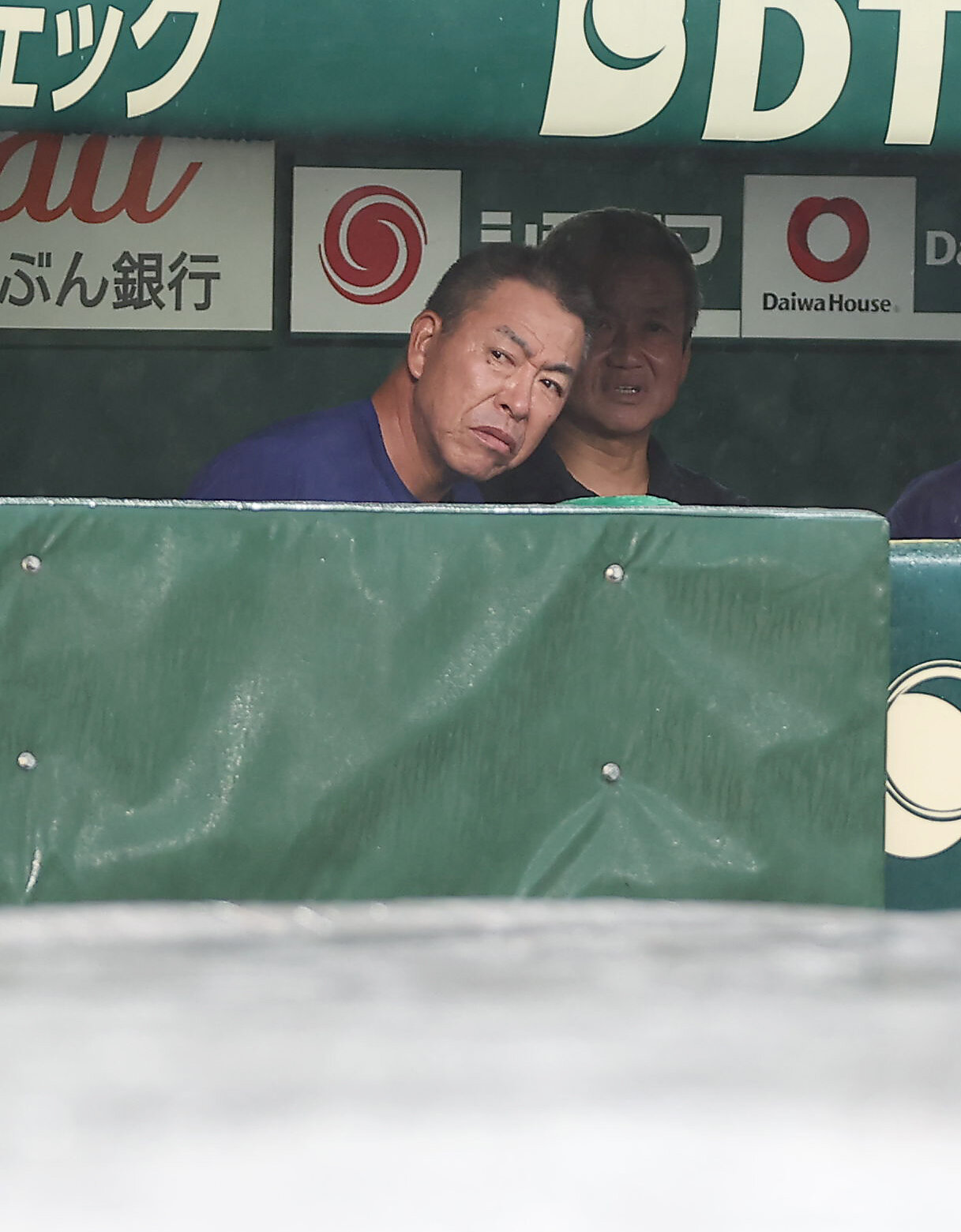 阪神対中日　試合開始が見合わされ、ベンチからグラウンドを見つめる中日井上一樹監督（撮影・前田充）＝2026年5月21日